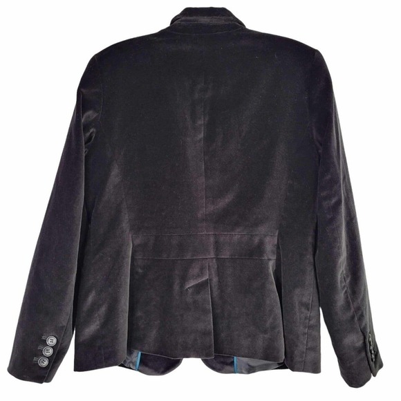 Talbots Blazer Jacket Womens Size 8p Black Velvet One Button Holiday Party - Picture 3 of 9
